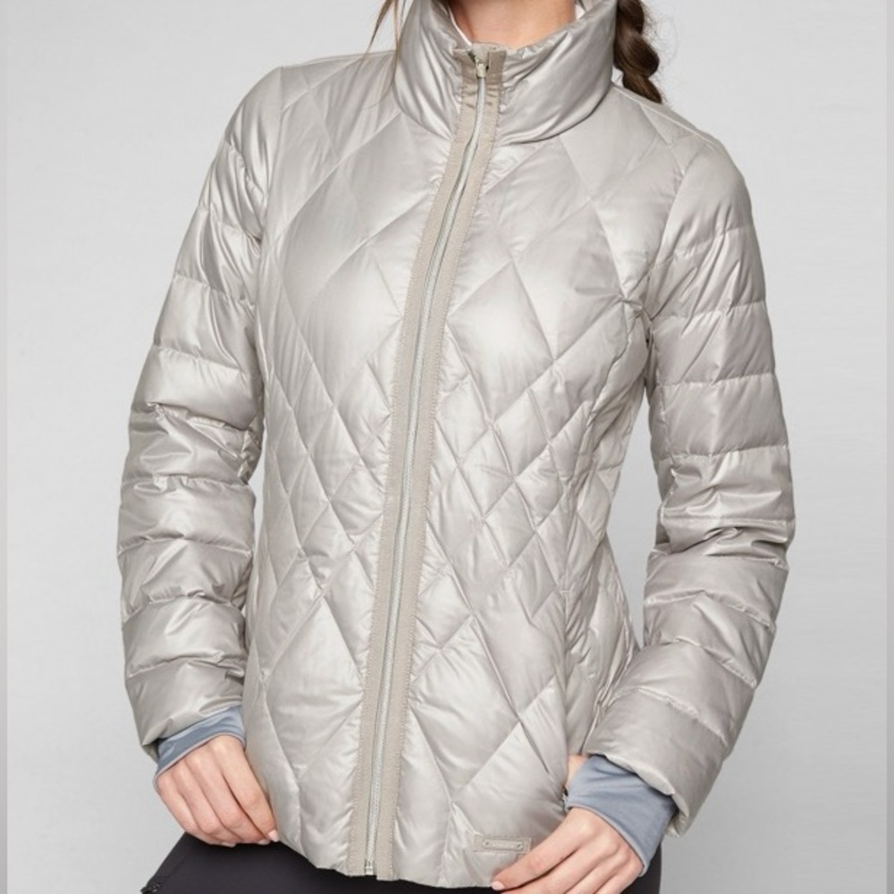 Athleta Responsible Down Jacket in Grey!